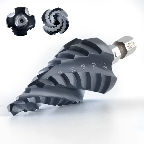 AugTouf toolant Four Spiral Flute Cobalt Step Drill Bit(Pro Max),