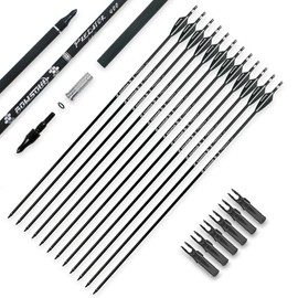 BOWSOUL 30inch Hunting Carbon Archery Arrows with 2.75” High Hardness Vanes Spine 400 for Compound Bow and Recurve Bow (Black White)