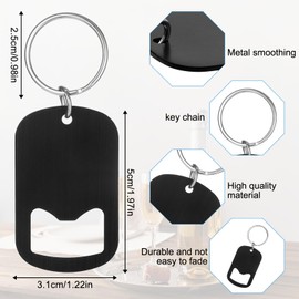 2 PCS Stainless Steel Flat Bottle Opener with Keychain, Mini Metal Bottle Opener Key Chain Beer BottleOpener Flat BottleCap Openers with Keyring, Small Beer Bottles OpenerKeychain for Bartender Black