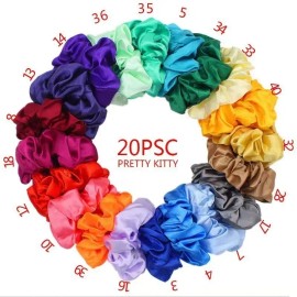 Set 20 Scrunchies Elásticos De Satín Para Cabello