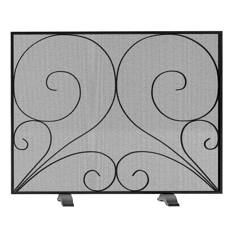 Fire Beauty Single Panel Fireplace Screen Handcrafted Solid Wrought Iron