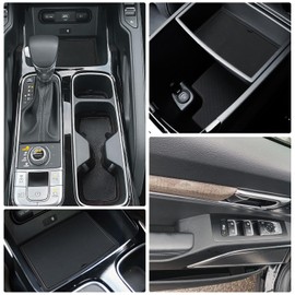 Auovo Center Console Mats Compatible with Kia Telluride Accessories 2020 2021 2022 2023 Cup Holder Coasters Pads Door Liners Car Interior Decoration(26pcs/Set, Black)