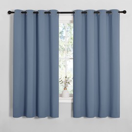 NICETOWN NICETOWN Blackout Curtains for Kitchen Window, Sound & Heat & Cold Reducing Curtains & Drapes for Kids Bedroom, Home Decoration Draperies (Stone Blue, 55" Wide x 68" Long, 2PCs)