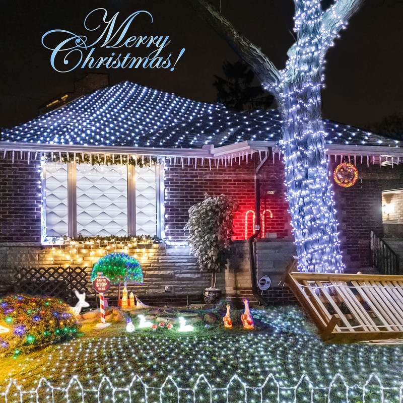 JMEXSUSS 360 LED Net Christmas Lights Outdoor Waterproof, Connectable 12ft