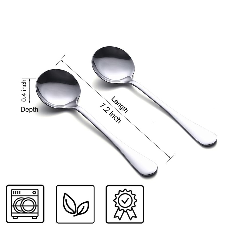 HAPPY KIT Soup Spoons 50-Piece Premuim Stainless Steel Dinner Spoons