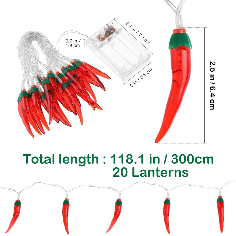 OSALADI LED Red Chili Pepper Lights,Red Pepper Light String,Battery Operated