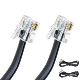 Volcora [2 Pack 5 Feet RJ11 / RJ12 Data Cable - Heavy Duty 6-Pins High-Speed Extension for Cash Register Drawer, Telephone, Modem, Fax, Printers, and More - Drawer Cable for Voice and Data