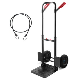 LEADALLWAY Double Handle Heavy Duty Large Hand Truck with 12.2"x11.4" Load Base,Side Panels 8" Pneumatic Rubber Wheels 440 lbs Capacity