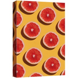 SIGNFORD Canvas Print Wall Art Grapefruit Sections in Rows Fruit Family Photography Modern Art Decorative Elements Closeup Colorful Multicolor Ultra for Living Room, Bedroom, Office - 12"x18"