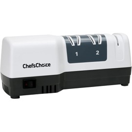 Chef'sChoice Hybrid Knife Sharpeners for 20-Degree Straight and Serrated Knives Combines Electric and Manual Sharpening With 100-Percent Diamond Abrasives And Precision Angle Guides, 3-Stage, White