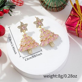 HEEYA Christmas Earrings Christmas Tree Christmas Earrings Women with Shiny Zircon Dangle Earrings Silver S925 Christmas Decoration Gift Christmas Stud Earrings