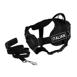 Dean & Tyler's DT Fun Chest Support "ITALIAN" Harness with Reflective Trim, Medium, and 6 ft Padded Puppy Leash.