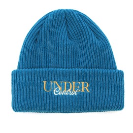 UNDERCONTROL Unique Sports Logo Plain Embroidery Unisex Winter Trawler Cuffed Rollup Fisherman Beanie Knit Skullcap Korea (Blue)