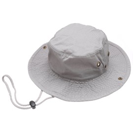 Summer Outdoor Boonie Hunting Fishing Safari Bucket Sun Hat with Adjustable Strap(Grey,SM)