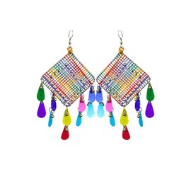 Multi-Color Thread Work Earrings for Women – Handmade Metal Drop & Dangler Style