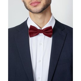 Jacob Alexander Men's Silk Blend Solid Color Pre-Tied Adjustable Banded Bow Tie - Red Velvet
