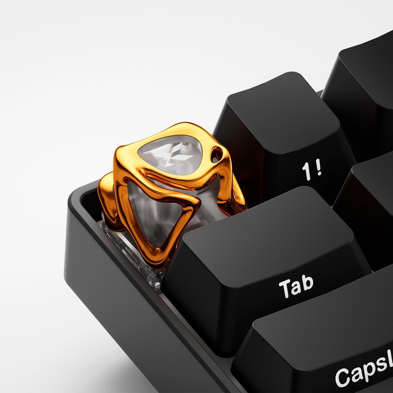 GMKWTL XVX Custom Keycaps, Metal Liquid Transparent Key caps, 1U