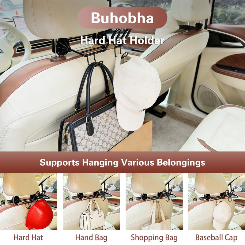 Buhobha 2-Pack Truck Hard Hat Holder, Multi-Functional Accessory with Three