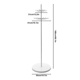 Floor Standing Belt Display Shelf Tie Rack Floor Mounted Belt Hanger for Clothing Store Boutiques (White)