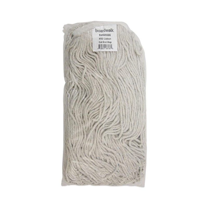 Boardwalk 2032CEA Cut-End Wet Mop Head, Cotton, No. 32, White