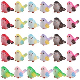 WEWAYSMILE 32 Pcs 8 Styles Mini Resin Birdie Figurines - Miniature Animal Suitable for DIY Garden Home Room Decoration (Sparrow)