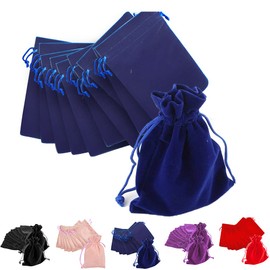 Time to Sparkle 10pcs 12x17cm Velvet Drawstring Bags Velvet Pouches for Jewelry Gift Packaging Wedding, Navy Blue