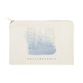 The Cotton & Canvas Co. Philadelphia Cityscape, Skyline, Souvenir Cosmetic Bag and Travel Make Up Pouch