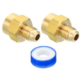 PATIKIL Brass Flare Tube Fitting, 2pcs Union Coupling Gas Adaptor 1/4" SAE 45° Flare Male to 1/4" NPT Female Pipe Connector Adapter with PTFE Tape for Refrigeration Gas System