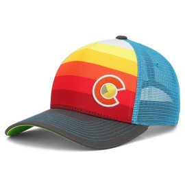 Colorado Trucker Hats for Men & Women - Custom Sunset Fader Style with Snapback, Versatile & Conscious Outdoor Cap, Small Fit