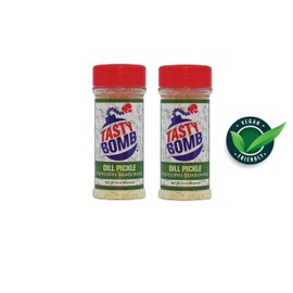 Flavorful Popcorn Seasoning 2 Pack -Dill Pickle popcorn seasoning – Vegan, Gluten-Free Keto friendly Snack for Movie Nights & Gifts by Tasty Bomb. (2 Pack -Dill Pickle)