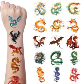 JoyfulGlam 58 PCS Dragon Temporary Tattoos - Chinese Dragon Tattoos Stickers for Kids Party Decor, Birthday Party Favors, Crafts & Gifts for Boys and Girls