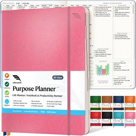 Roterunner Softcover Purpose Planner Notebook B5 7.5 x 9.8 Undated Daily Planner 2024-2025 Daily Weekly and Monthly Productivity Planner Life Planner ADHD Planner for Adults Self Care Journal