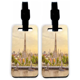 Sam Sandor - Beautiful View of Wat Arun Temple at Sunset Bangkok, Thailand - Hardboard Luggage Identifier Tags with Straps (x8)