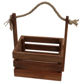 HRB Wooden Bottle Box 28 x 20 x 32 cm with Vintage Rope Ideal for Decorative or Gift Hamper Man Handbag