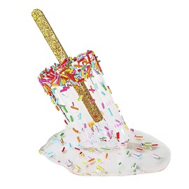 Romeeton Melting Ice Cream Ornaments - Melting Popsicle Sculpture Resin Statue Decoration Candy Craft (Clear)