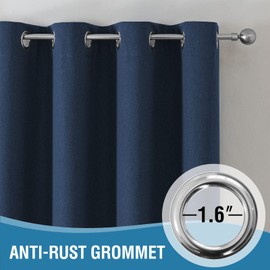 H.VERSAILTEX Soft Linen Look Curtain for Bedroom/Living Room Waterproof Moderate Weight Grommet Light Reducing Curtain, Breathable Privacy Window Curtain Drapes, 2 Panels, 52 x 63 Inch, Heather Navy