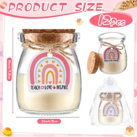 MTLEE 12 Pcs Teacher Appreciation Scented Candles Bulk Aromatherapy Pudding Jar Candle Gifts for Women Soy Wax Fragrance Thank You Candle Inspirational Jar Candle for Teacher Back to School(Bright)