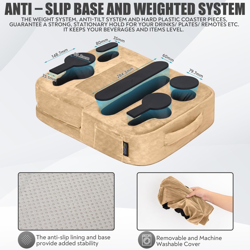 TabCouchCaddy - Couch Cup Holder Tray Pillow - Bed, Couch