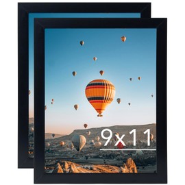 JCJMY 9x11 Picture Frame Set of 2 Black for Wall Hanging or Tabletop, Wall Mounting Horizontally or Vertically, 9 x 11 Wall Gallery Poster Photo Frames for 9 by 11 Photo,2 Pack, Black