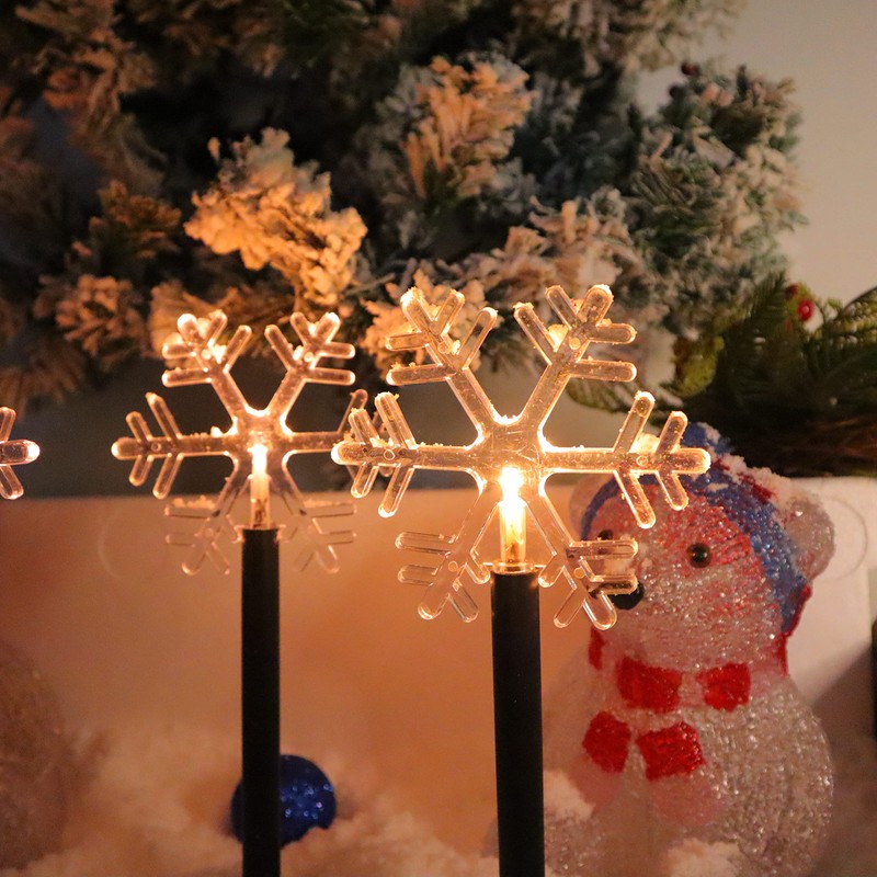 Snowflake Landscape Lights Christmas Pathway Decorative Lights Battery Powered Warm