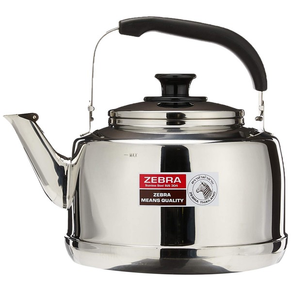 Extra Large Size 7.5 Liter Zebra Polished Mirror Finish Stainless Steel Whistling Canister Stovetop Teakettle Tea Kettle Teapot, Gas Electric Induction Compatible