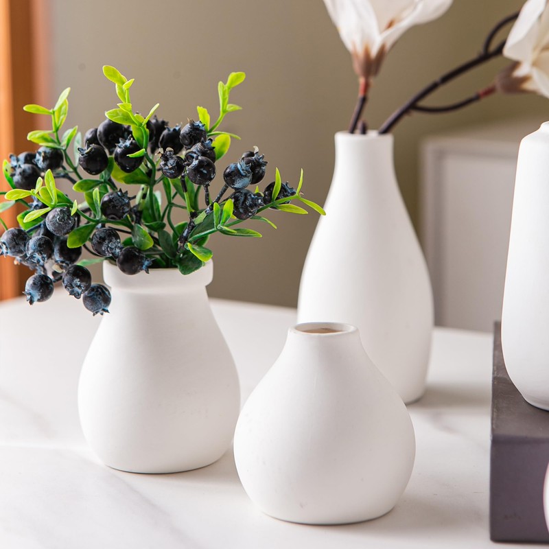 Sowlvenco Ceramic Bud Vase Set of 12, White Small Vases