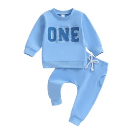 HZPHQY Toddler Baby Boy Girl 12-18 Months First 1st Birthday Outfit One Print Sweatshirt Pants Sweatsuit Infant Clothes