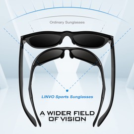 LINVO Polarized Sports Sunglasses For Men Driving Cycling Fishing TR90 Frame Sun Glasses 100% UV Protection with Zipper Case