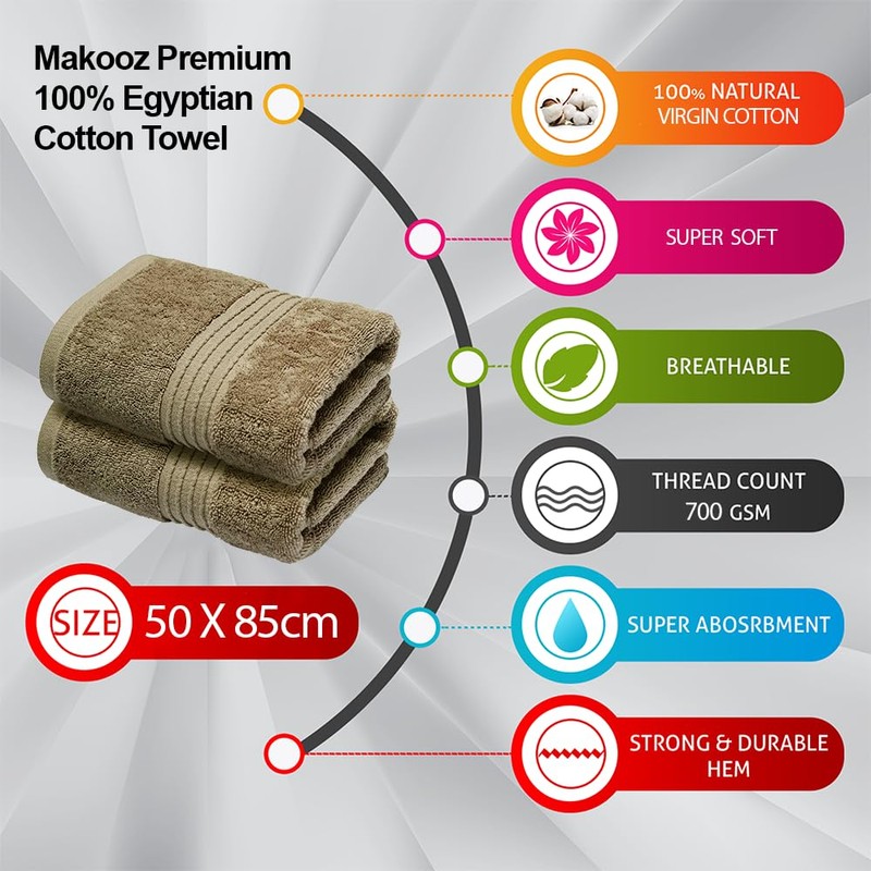 Makooz Premium 700 GSM Hand Towels for Bathroom 2 Pack