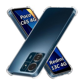 USTIYA Case for Xiaomi Redmi 13C / Poco C65 Clear TPU Four Corners Protective Cover Transparent Soft