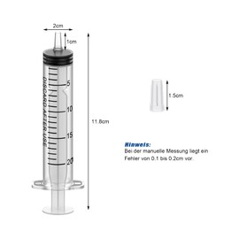 Pack of 10 Syringes, Disposable Syringe Plastic Syringe Dosing Syringe in Individual Packaging. Ideal for Fine Dosages, Hobby, Crafts and Pets (10, 20 ml)