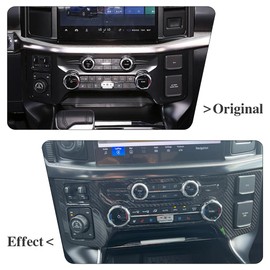 Jogon Dry Carbon Fiber Air Conditioning Control Panel Cover Trim for Ford F150 Raptor Limited Tremor Platinum Lariat XLT PowerBoost Hybrid 2021 2022 2023, Center Console Audio Volume Frame
