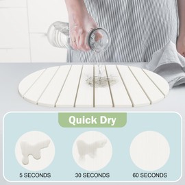 Stone Dish Drying Mat for Kitchen Counter,24"(L)×16"(W) Collapsible Fast-Drying Diatomaceous Earth Mats with Towel Sanding Tool,Versatile Stone Drying Mats for Cups Dishes Bottles