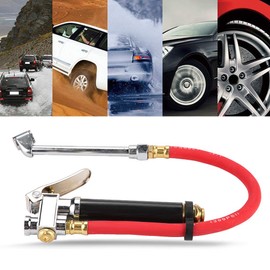 AMONIDA Handheld Car Air Tire Pressure Filler Fill Inflator Gauge Dual Chuck Air Compressor Hose Tool Tire Inflator With Pressure Gauge For Small Cars, Trucks, Motorcycles, (AMONIDAe3rutsyf1c)